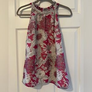 Liberty of London Floral Halter Neck Top - Pink and White